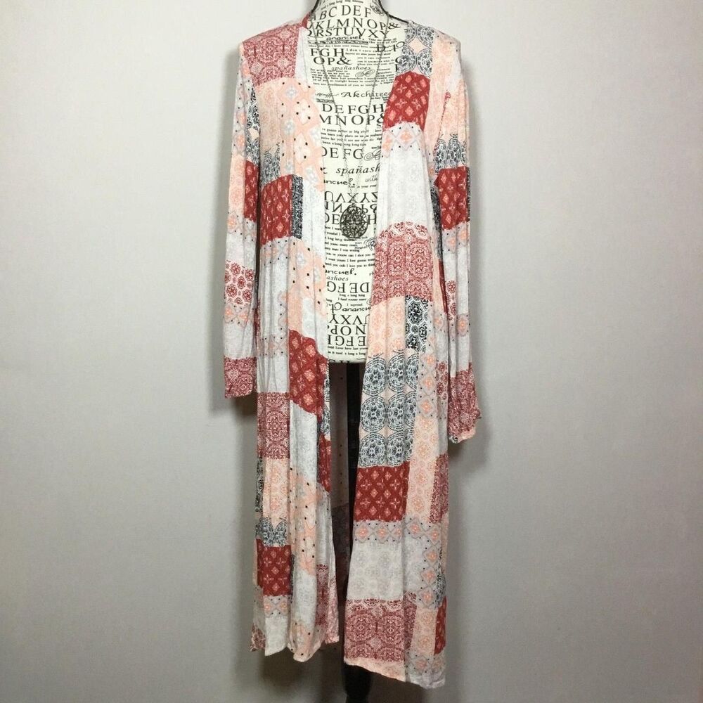 Entro patchwork open front duster cardigan coverup boho hippie witchy S